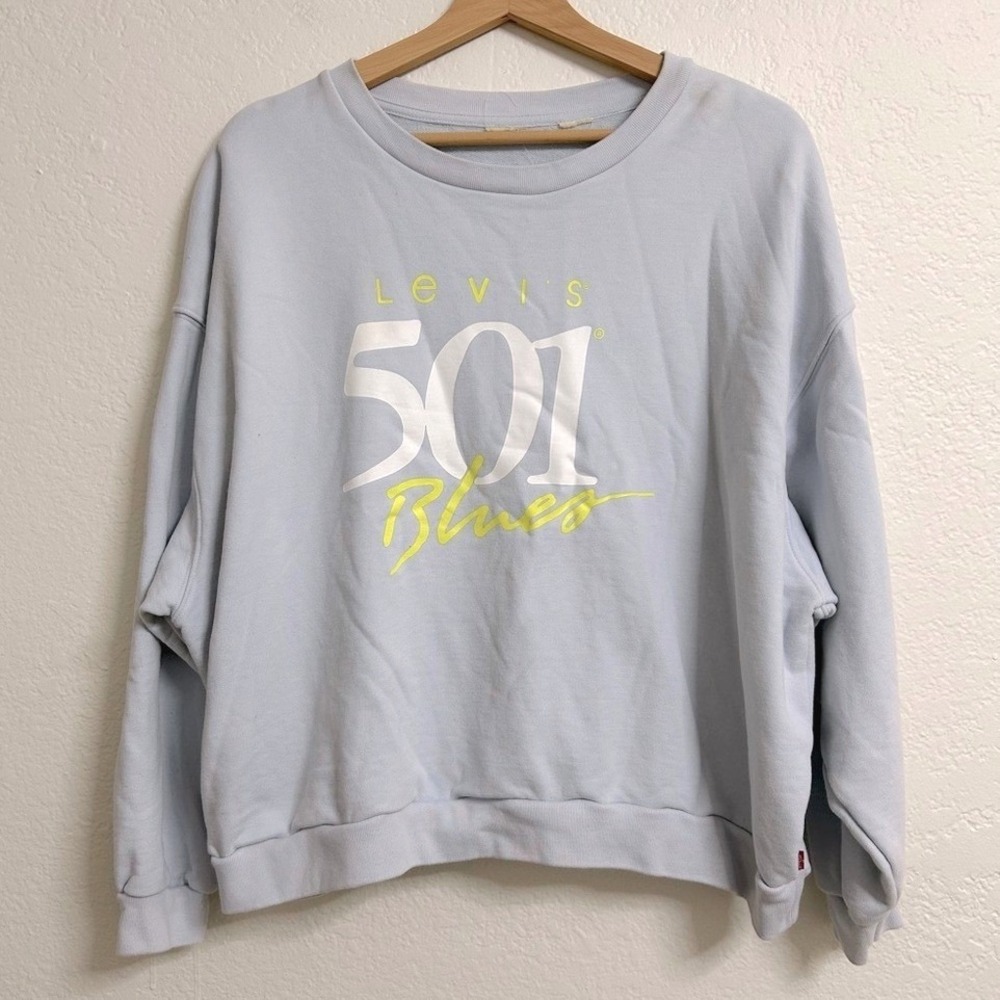 Levi's Light Blue Sweatshirt 501 Blues Graphic Crewneck Pullover Size L